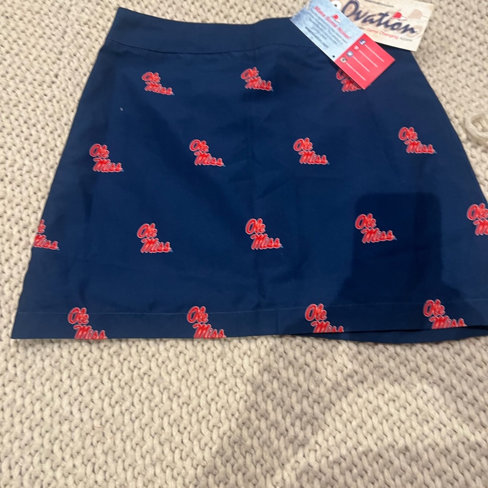 Ole Miss Navy Embroidered Logo A-Line Skirt